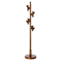 Heavy-Duty Solid Rubberwood Coat Rack Freestanding with Antler Hooks - Tall Hall Tree Suitable for Entryway, Bedroom, Apartment - Walnut Wood Hanger for Coats, Hats, Bags - Assembly, Sturdy Base