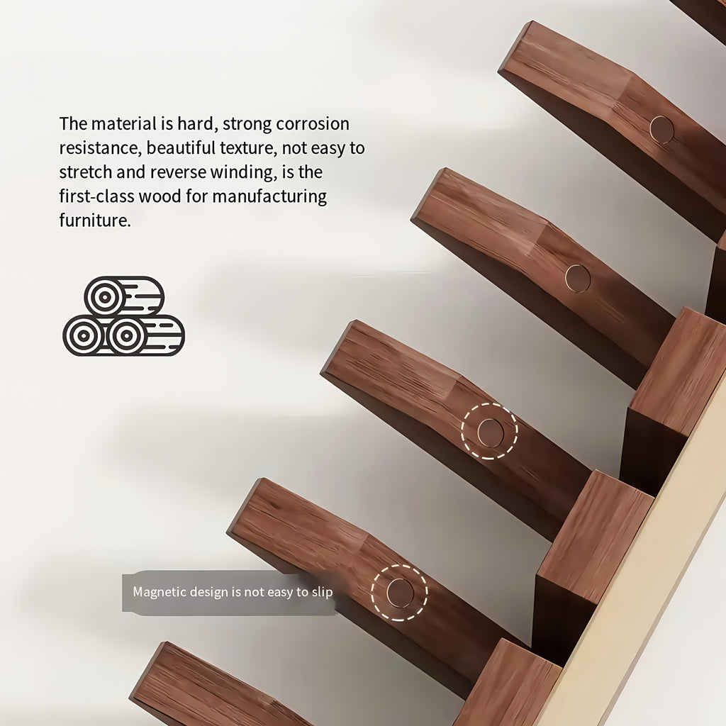 Wall-Mounted Coat Rack 1pc Natural Wood Wall-Mounted Coat Rack with 10 Hooks - Piano-Shaped Accordion Design, Walnut Finish, Space-Saving Vertical Storage for Entryway, Bedroom, Bathroom - Easy Assembly, No Batteries\u002FElectricity, Durable Multi-Purpos