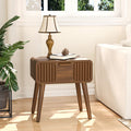 Cosiest Mid-Century Storage cabinet, for storage, Wood Accent End Table with One Storage Drawer for Living Room, Brown