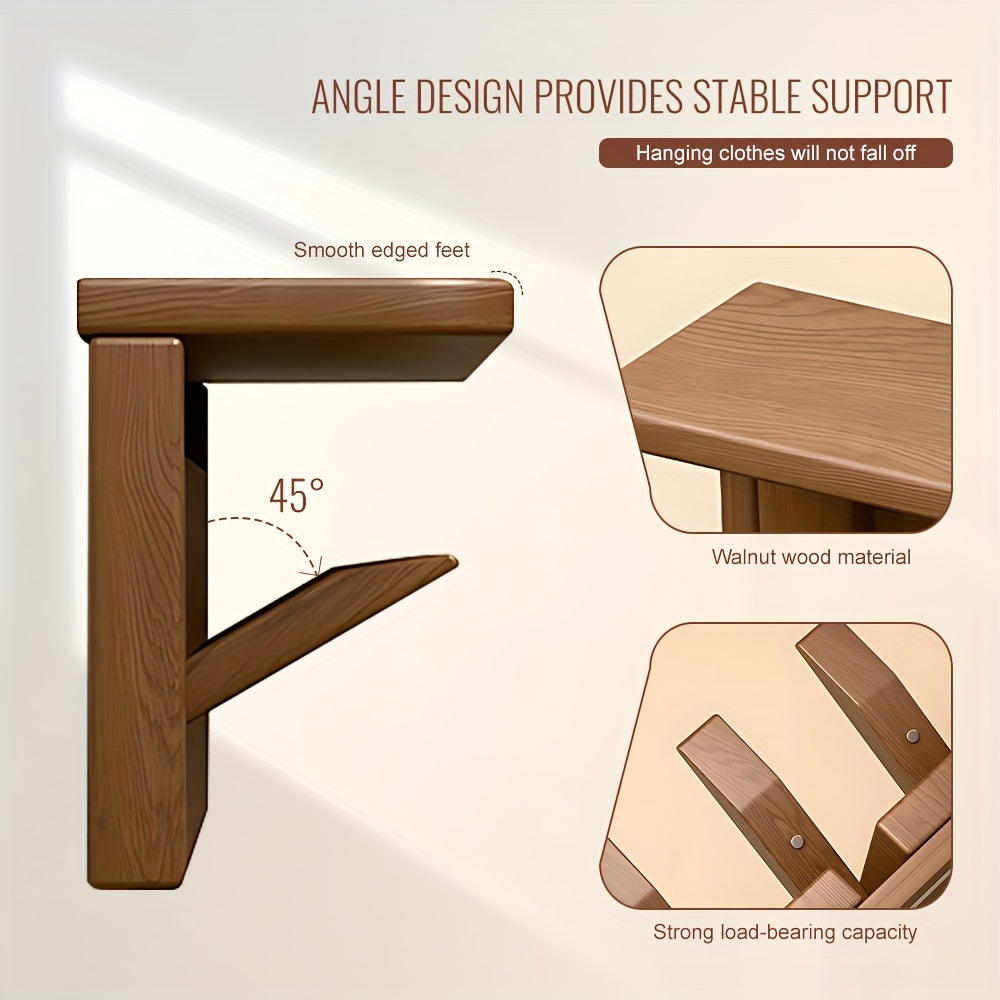 Modern Walnut Coat Rack Modern Walnut Wall-Mounted Coat Rack | 12-Hook Piano Key Design - For Closets, Kitchens, Bedrooms & Entryways