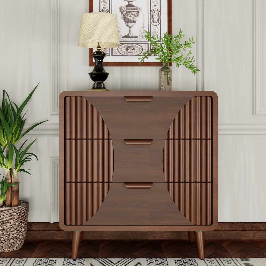 Cosiest Mid-Century Storage cabinet, for storage, Wood Accent End Table with One Storage Drawer for Living Room, Brown