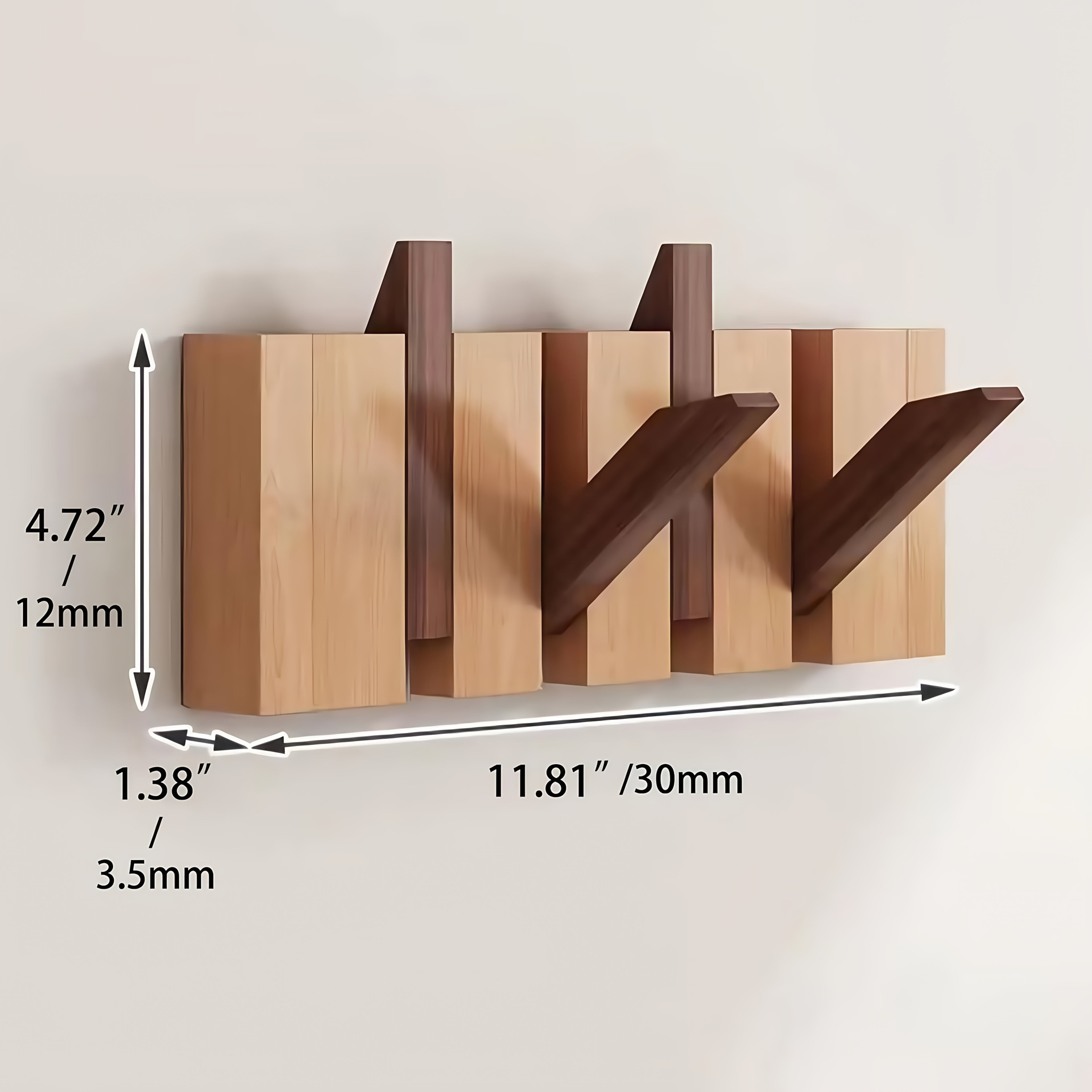 Wall-Mounted Coat Rack 1pc Natural Wood Wall-Mounted Coat Rack with 10 Hooks - Piano-Shaped Accordion Design, Walnut Finish, Space-Saving Vertical Storage for Entryway, Bedroom, Bathroom - Easy Assembly, No Batteries\u002FElectricity, Durable Multi-Purpos