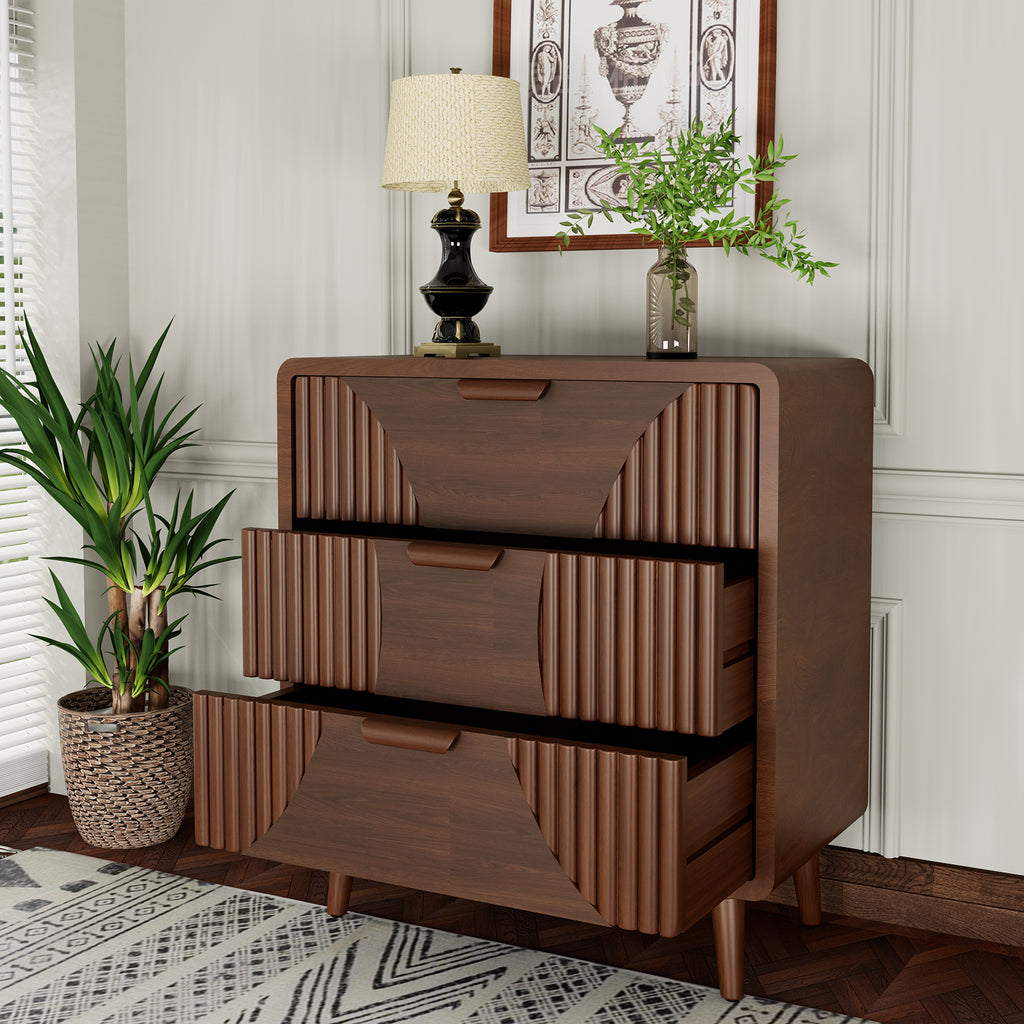 Cosiest Mid-Century Storage cabinet, for storage, Wood Accent End Table with One Storage Drawer for Living Room, Brown