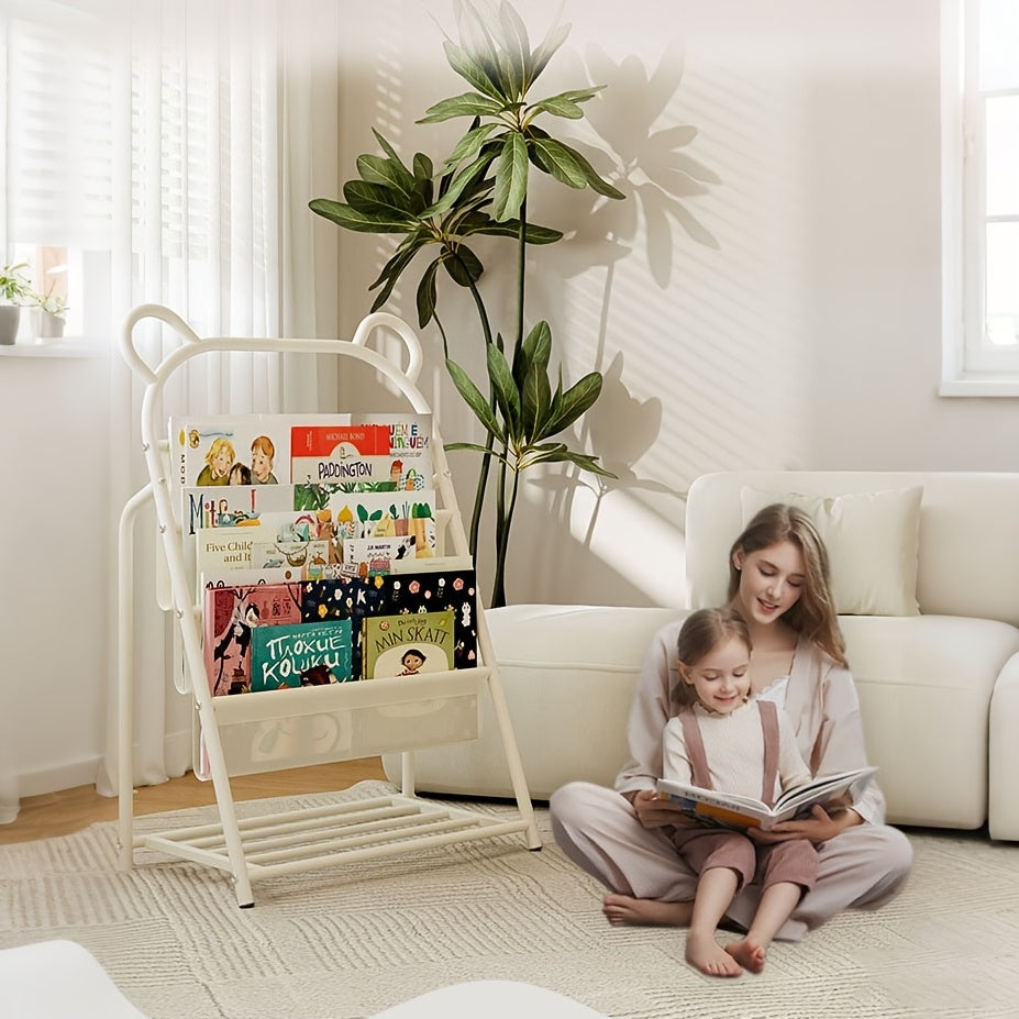 Heavy-Duty Iron Bookshelf Compatible for Home & Office - Freestanding Floor Shelf with Wide Tilted Shelves, Sturdy Metal Frame Storage Rack, Multi- Bookcase for Living Room, Bedroom, Study - Assembly, Space-Saving, Standing Shelf