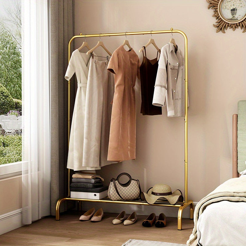 Heavy-Duty Portable Clothes Rack with Bottom Metal Shelf – Large Capacity for Coats, Shirts & More, Sturdy & Durable Design, Easy to Assemble – Perfect Clothes Organizer for Home & Storage