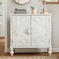 Buffet Cabinet with Storage, Unique Pattern, Adjustable Shelf, Accent Sideboard, for Kitchen Living Room Entryway, White