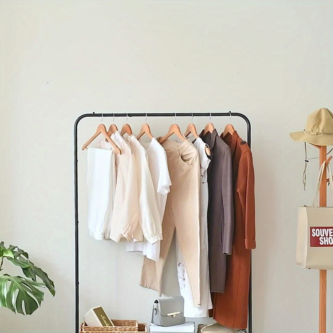 Heavy-Duty Portable Clothes Rack with Bottom Metal Shelf – Large Capacity for Coats, Shirts & More, Sturdy & Durable Design, Easy to Assemble – Perfect Clothes Organizer for Home & Storage