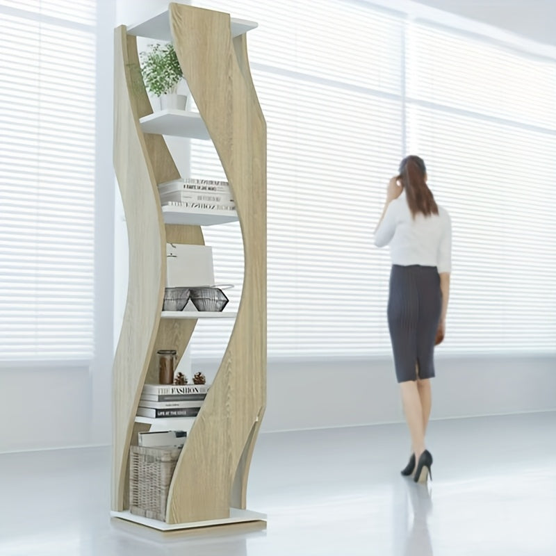 New 5-tier Rotating Floor-to-ceiling Bookshelf, Space-saving 360-degree Rotating Storage, Larger Storage Space, Solid Wood, Structural Design Is More Sturdy And Durable, Suitable for Bedroom, Living Room, Home, Office