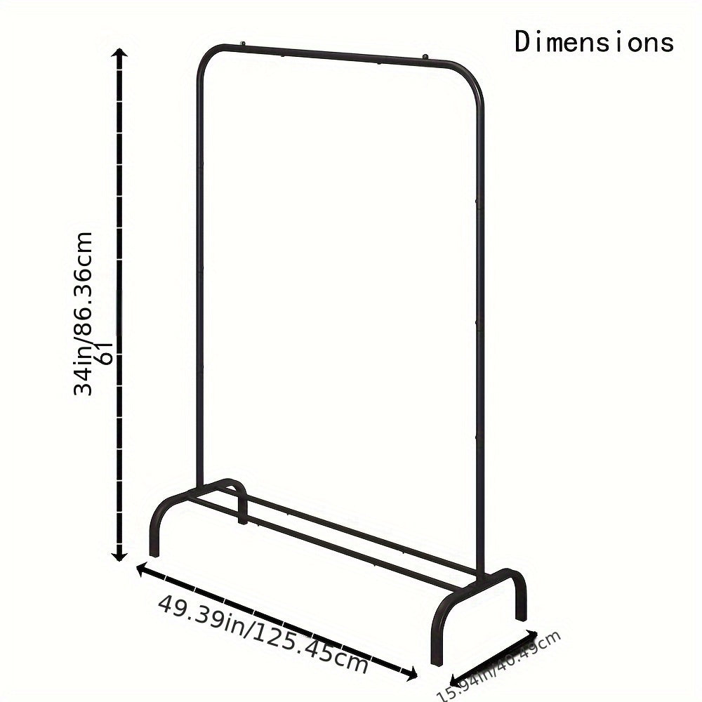 Heavy-Duty Portable Clothes Rack with Bottom Metal Shelf – Large Capacity for Coats, Shirts & More, Sturdy & Durable Design, Easy to Assemble – Perfect Clothes Organizer for Home & Storage